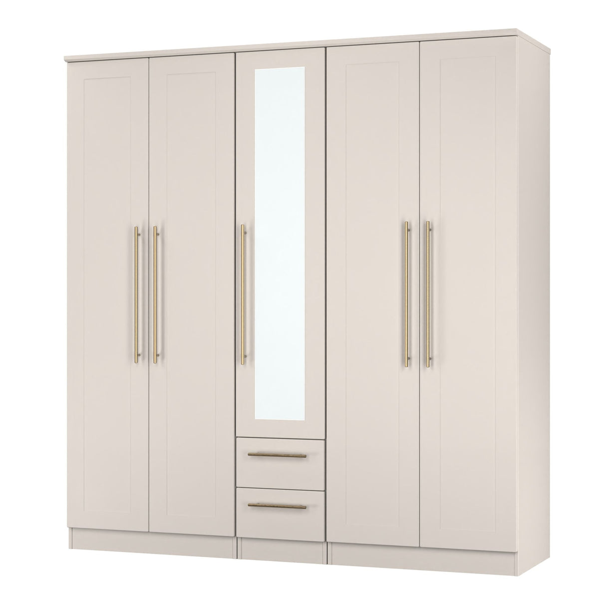 Haworth Tall 5 Door 2 Drawer Mirrored Wardrobe