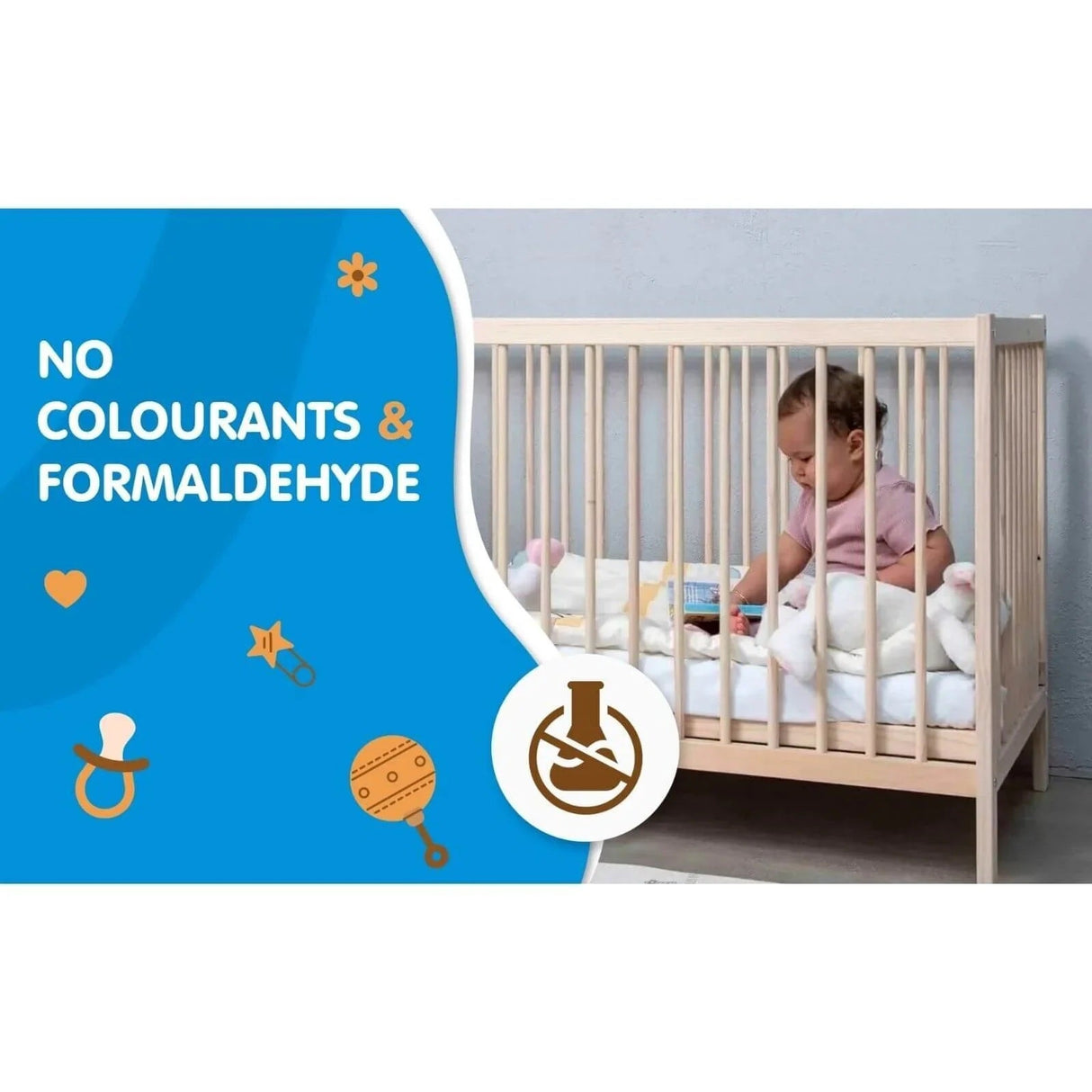 Ella Wooden Cot 120 x 60cm with Adjustable Levels - Swish Furniture