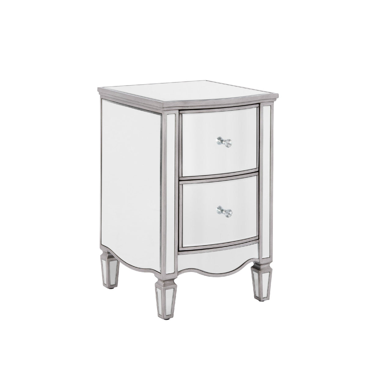 Elysee Mirrored Glass 2 Drawer Bedside - Birlea