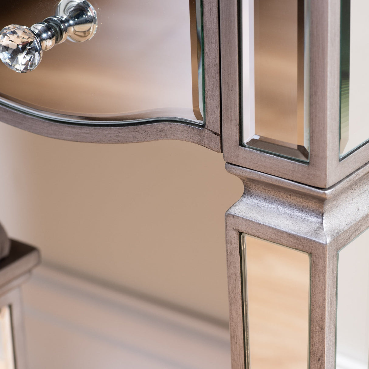 Elysee Mirrored Glass 5 Drawer Dressing Table - Birlea