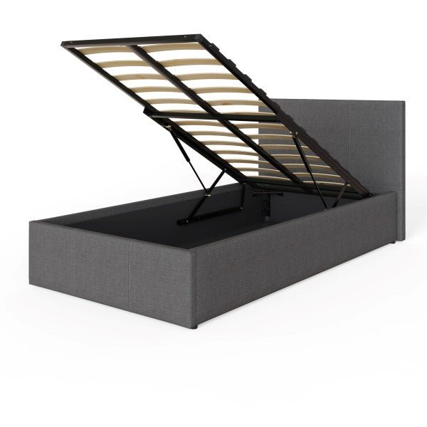 End Lift Ottoman Bed in Grey Fabric - GFW
