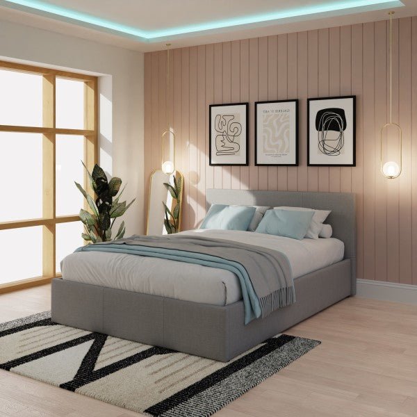 End Lift Ottoman Bed in Grey Fabric - GFW
