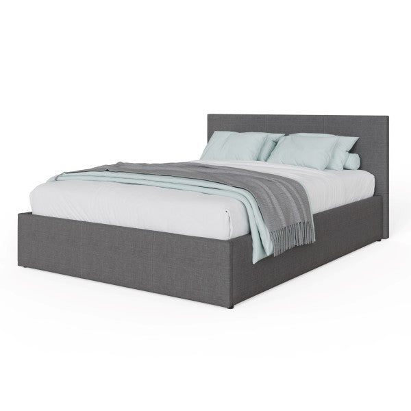 End Lift Ottoman Bed in Grey Fabric - GFW