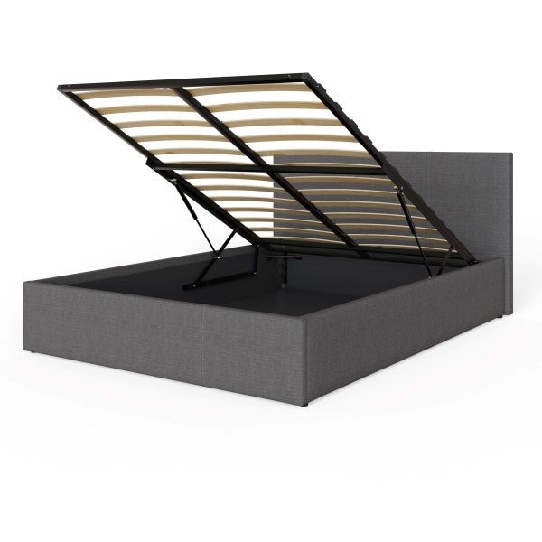 End Lift Ottoman Bed in Grey Fabric - GFW