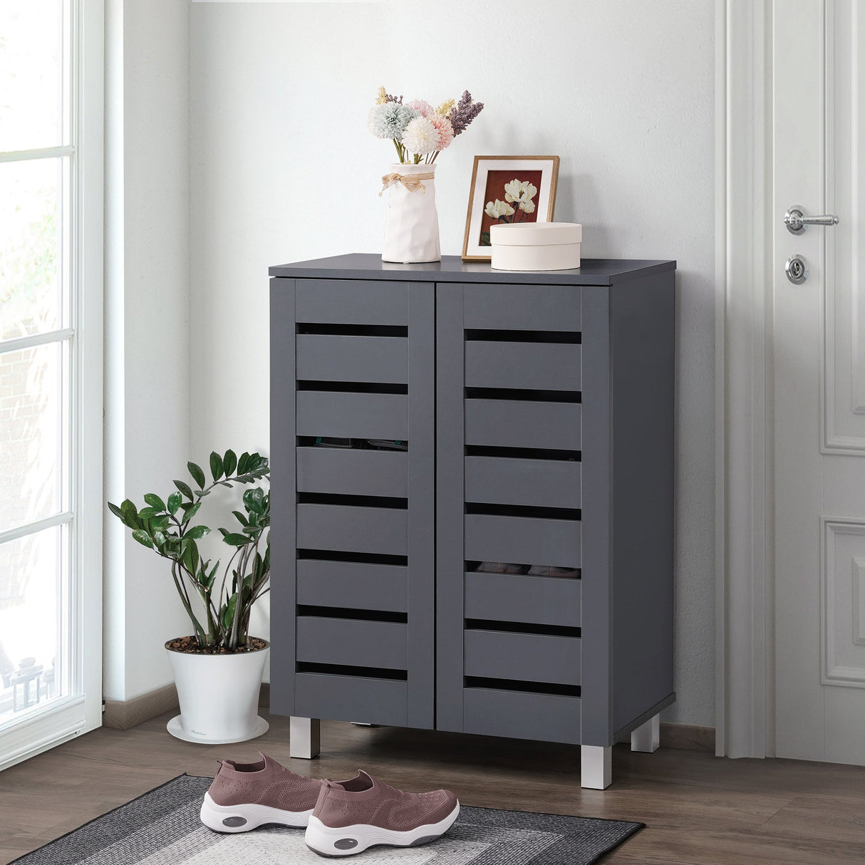 Euston Modern 2 Door Shoe Storage Cabinet - Swish Furniture