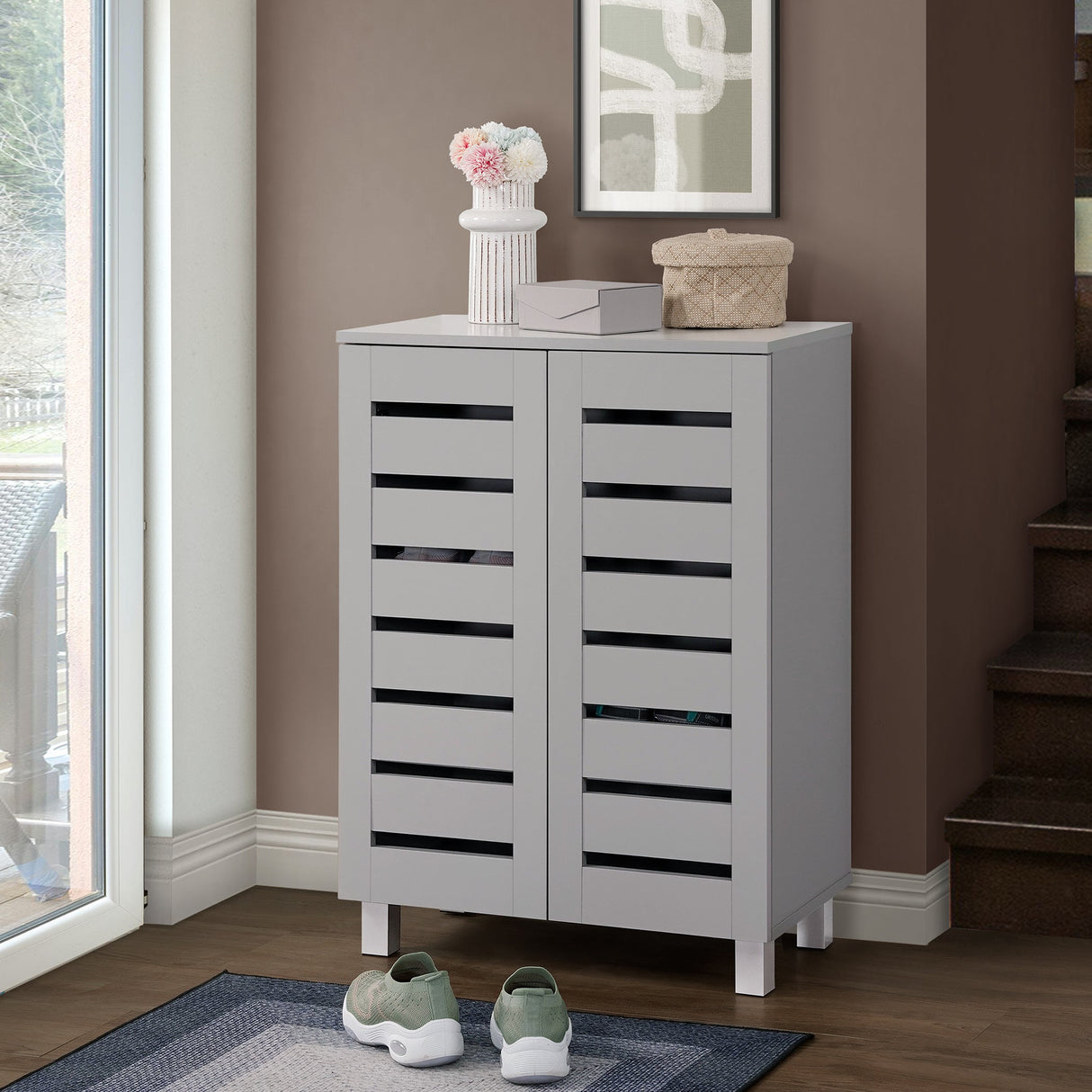 Euston Modern 2 Door Shoe Storage Cabinet - Swish Furniture