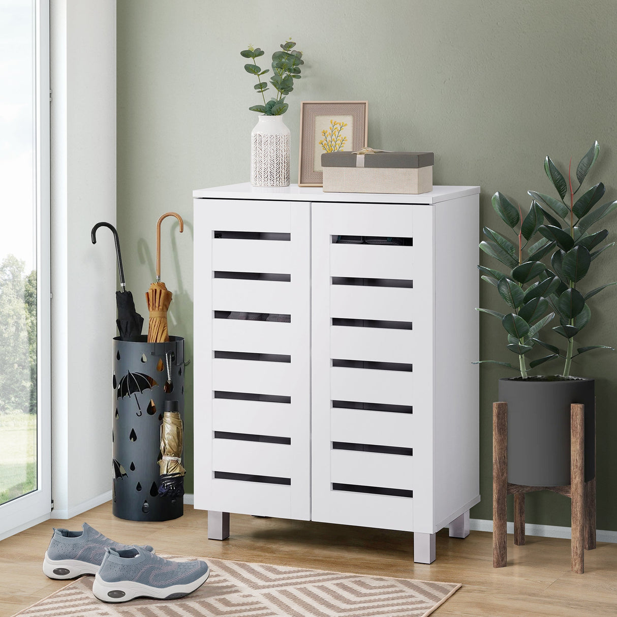 Euston Modern 2 Door Shoe Storage Cabinet - Swish Furniture