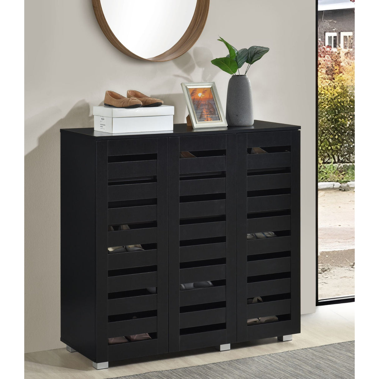 Euston Modern 3 Door Shoe Storage Cabinet - Swish Furniture