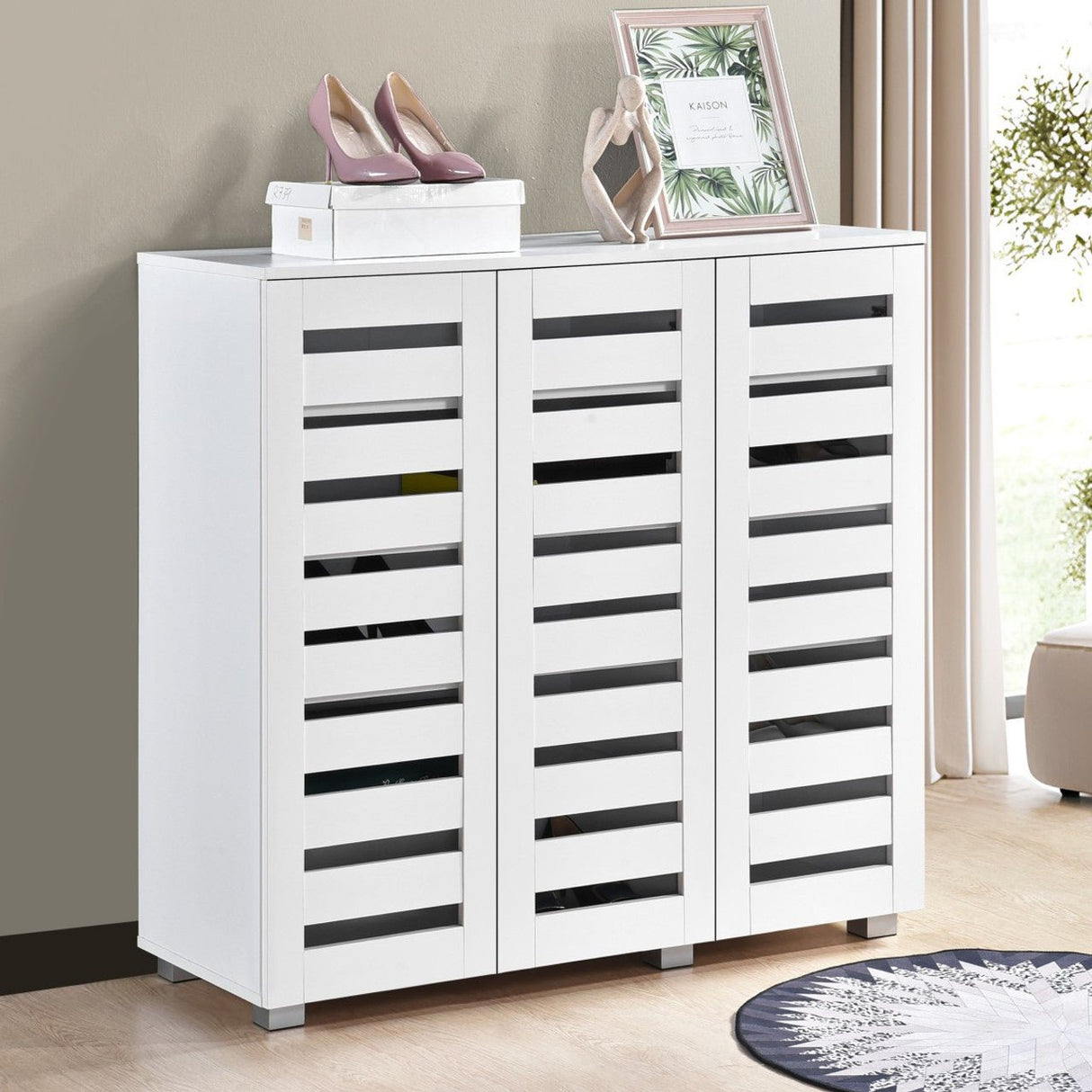Euston Modern 3 Door Shoe Storage Cabinet - Swish Furniture