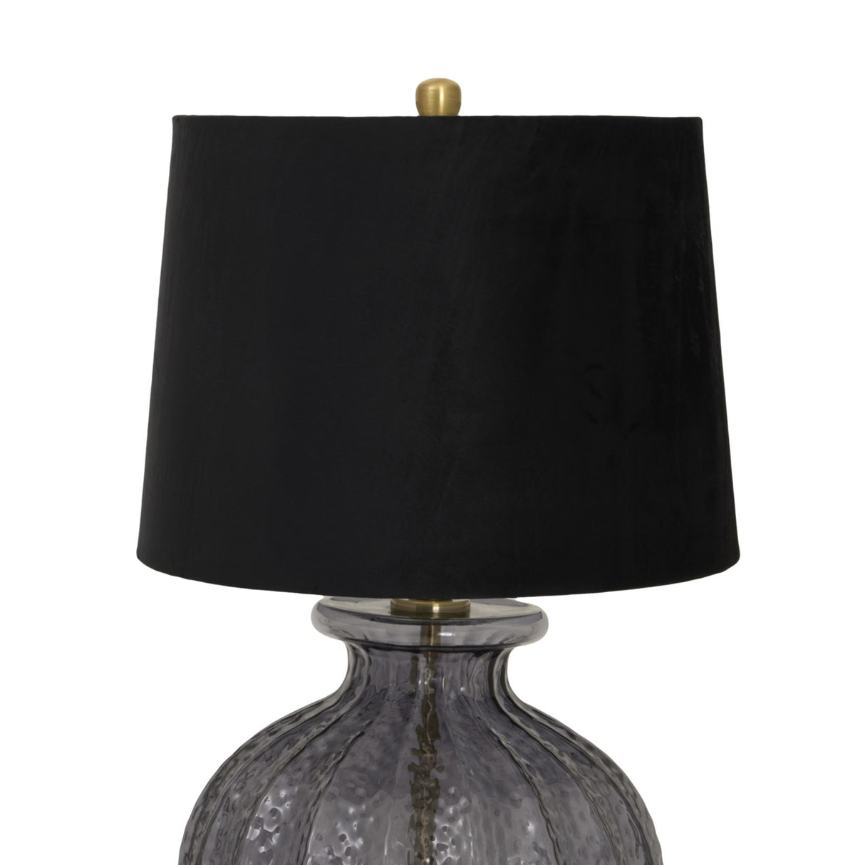 Luxton Glass Fluted Lamp with Velvet Shade