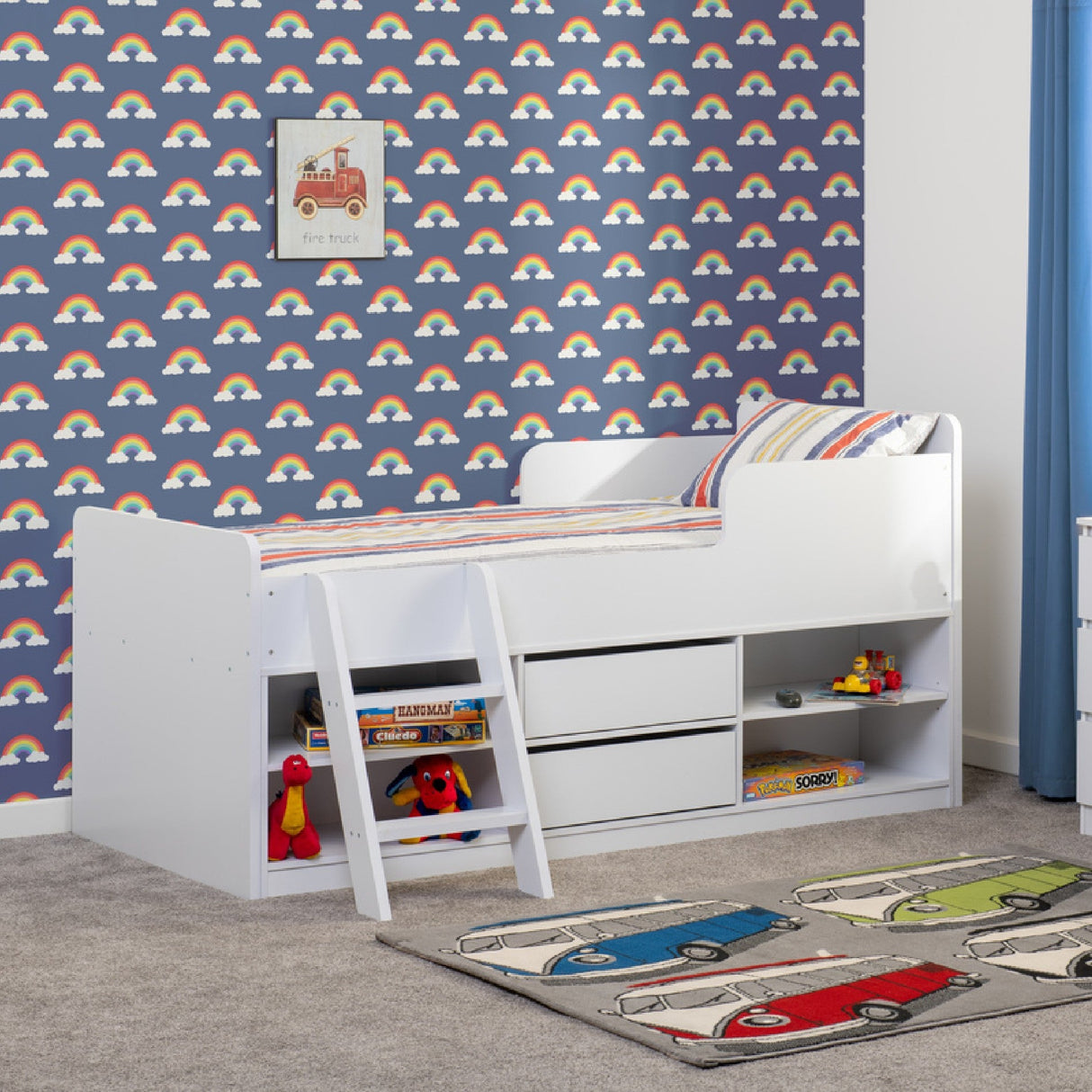 Felix 3ft Low Sleeper Bed with Storage & Ladder - Seconique