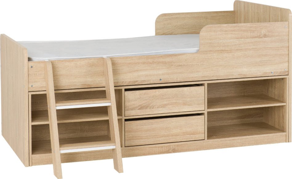 Felix 3ft Low Sleeper Bed with Storage & Ladder - Seconique