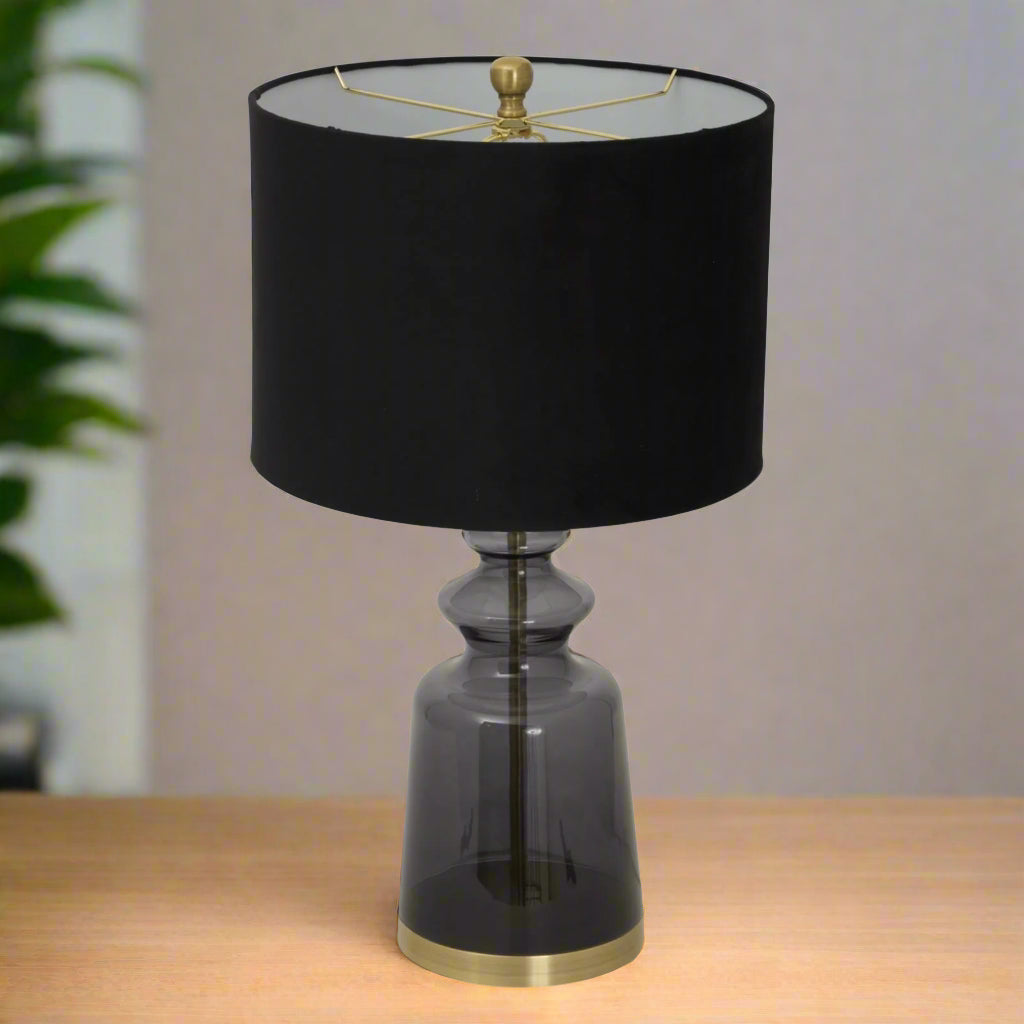 Luxton Glass Urn Table Lamp with Velvet Shade