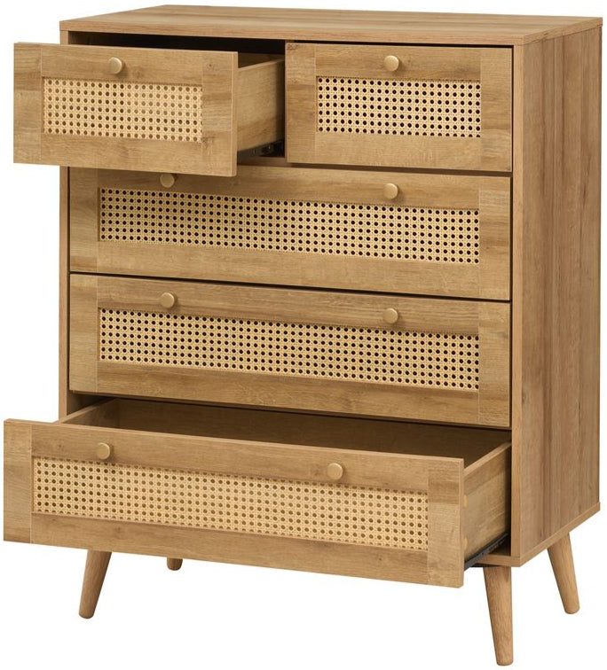 Manila Rattan 3+2 Drawer Chest of Drawers