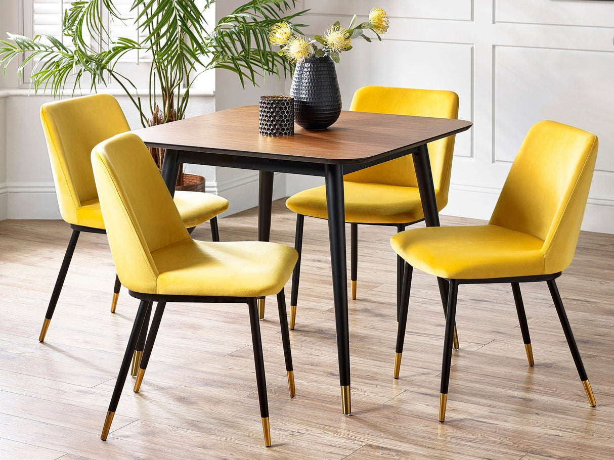 Findlay Square Dining Table & 4 Delaunay Chairs - Julian Bowen