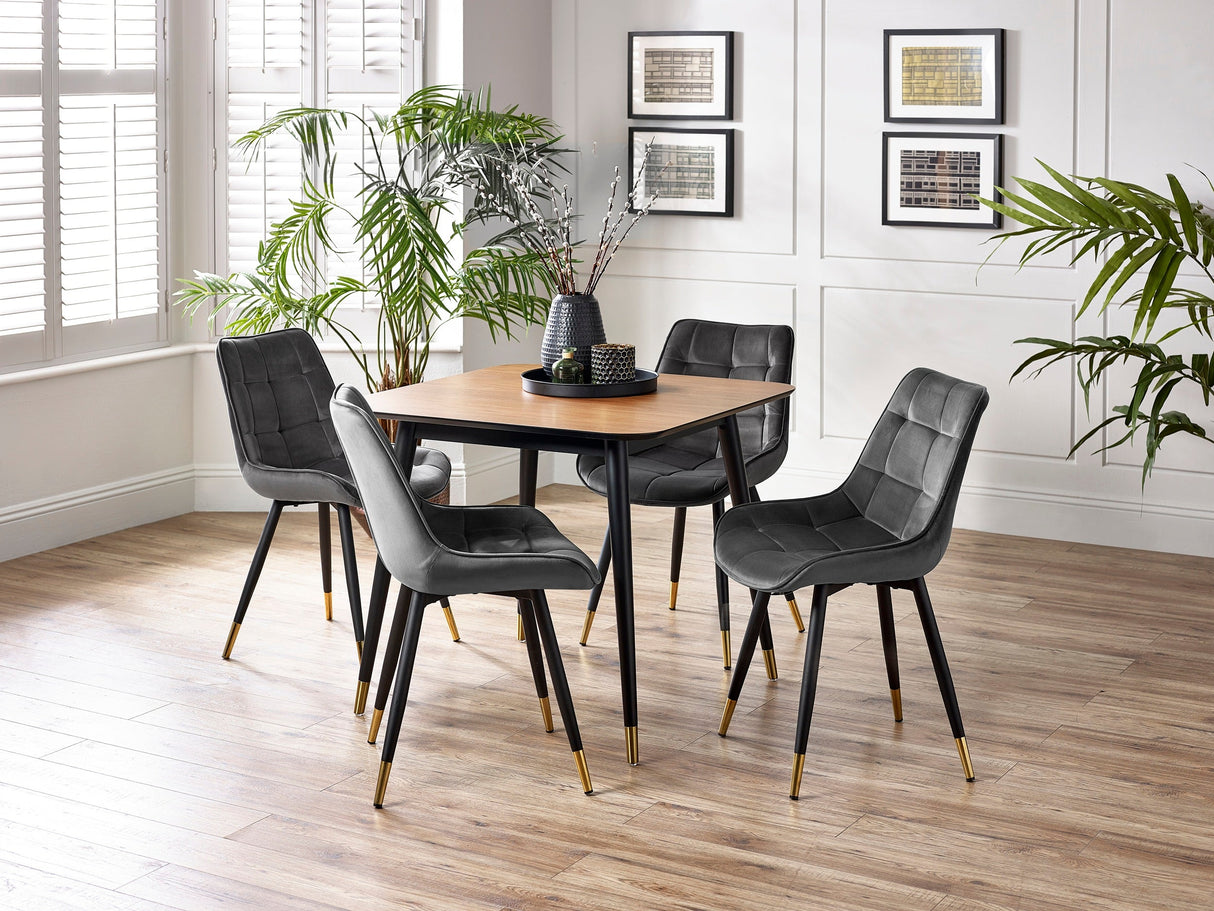 Findlay Square Dining Table Set & 4 Hadid Chairs - Julian Bowen