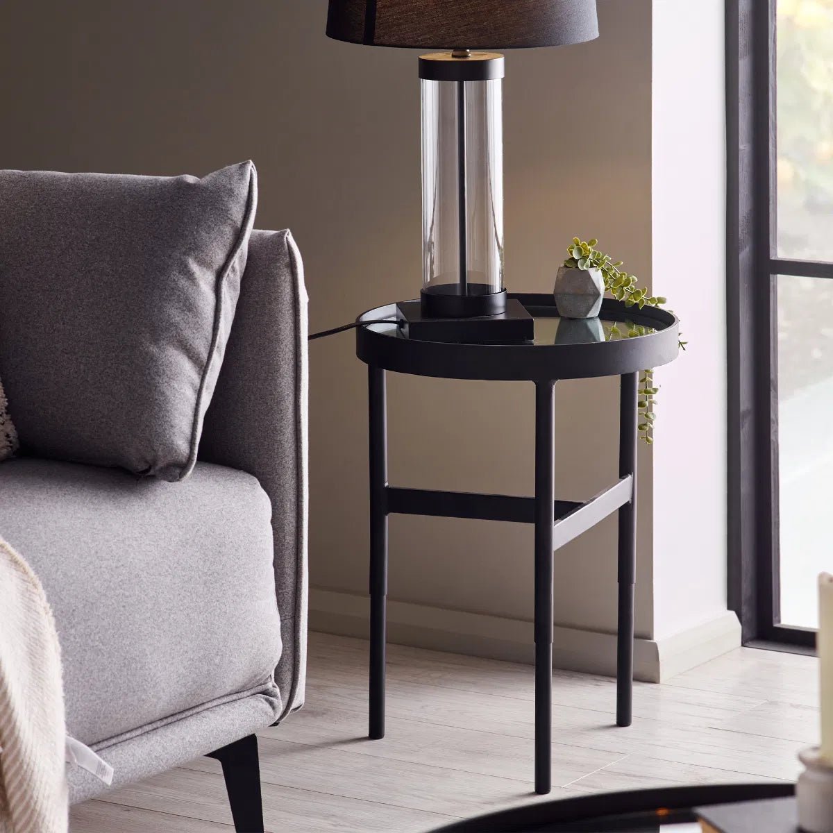 Franki Round Mirrored Glass Lamp Table - Julian Bowen