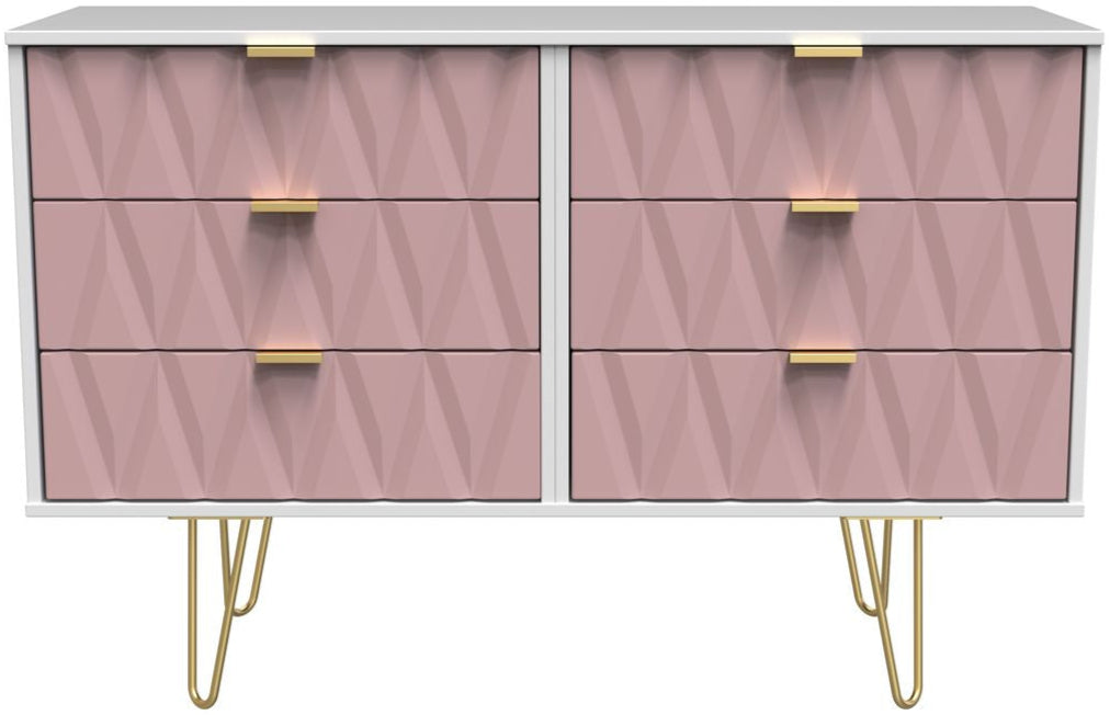 Diamond 6 Drawer Midi Chest with Gold Hairpin Legs