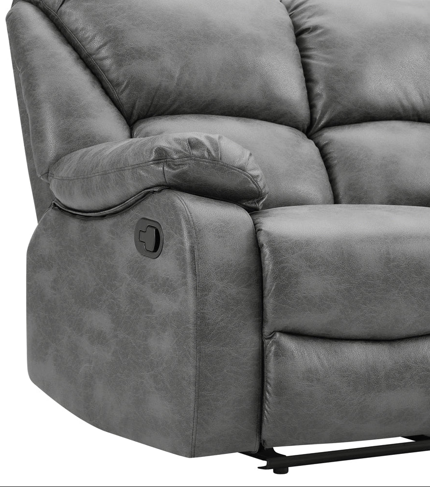George Faux Leather 3 Seater Manual Recliner Sofa - TGC