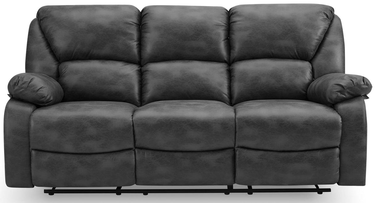 George Faux Leather 3 Seater Manual Recliner Sofa - TGC