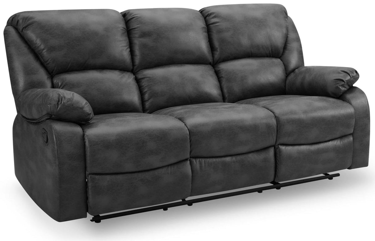 George Faux Leather 3 Seater Manual Recliner Sofa - TGC