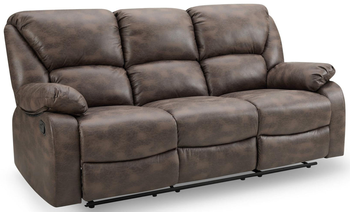 George Faux Leather 3 Seater Manual Recliner Sofa - TGC