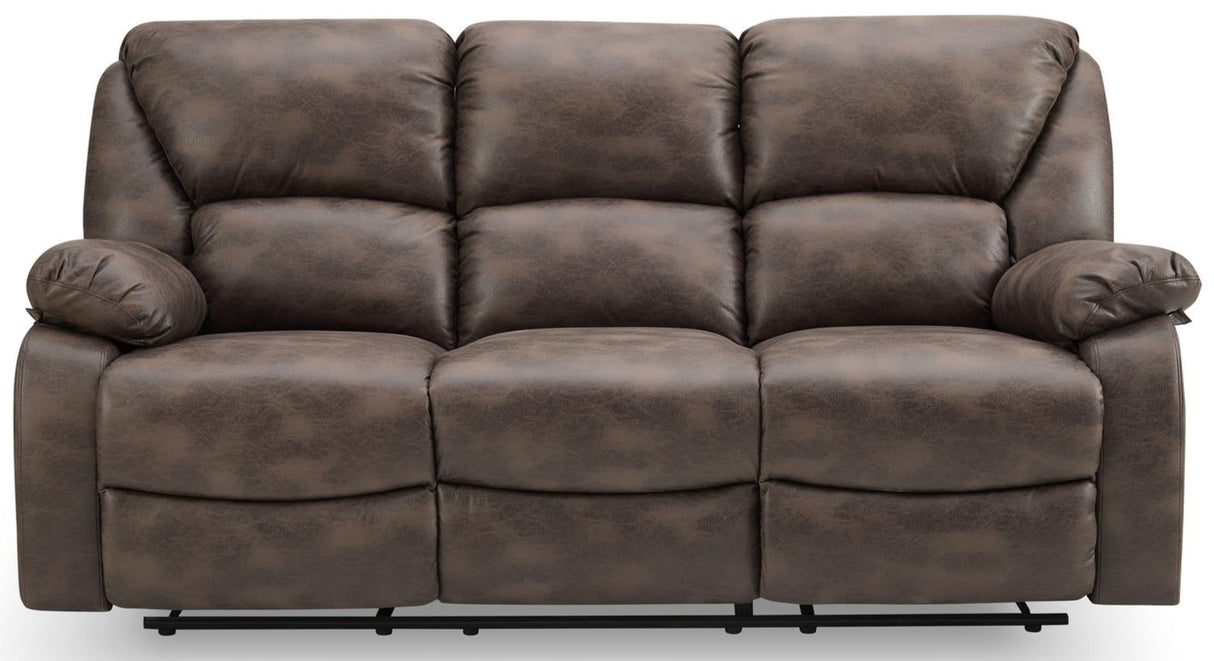 George Faux Leather 3 Seater Manual Recliner Sofa - TGC