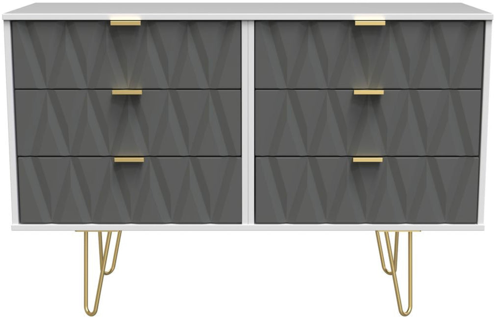 Diamond 6 Drawer Midi Chest with Gold Hairpin Legs