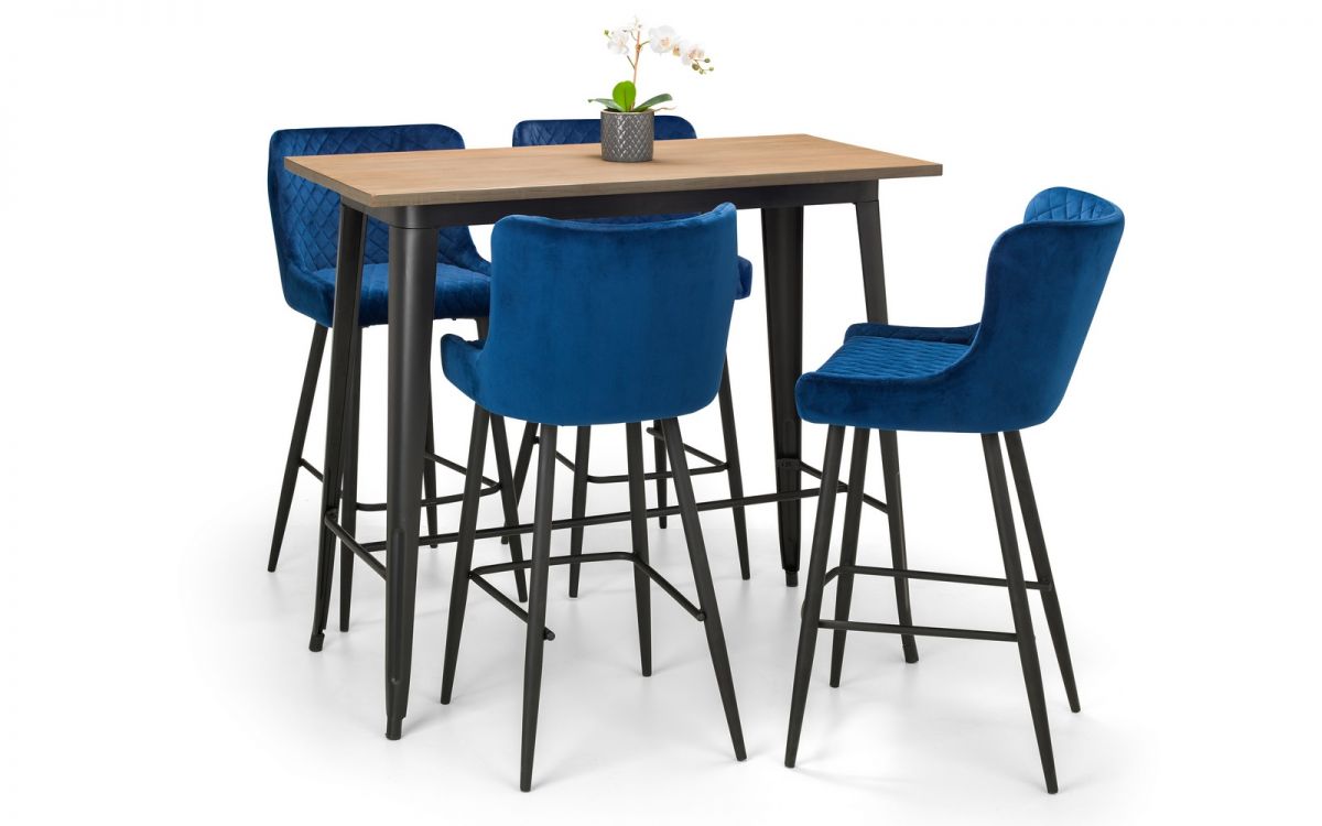 Grafton Bar Table and 4 Luxe Bar Stools - Julian Bowen