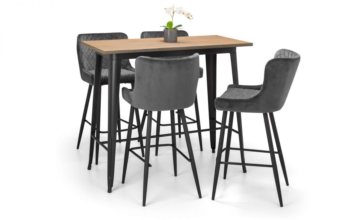 Grafton Bar Table and 4 Luxe Bar Stools - Julian Bowen