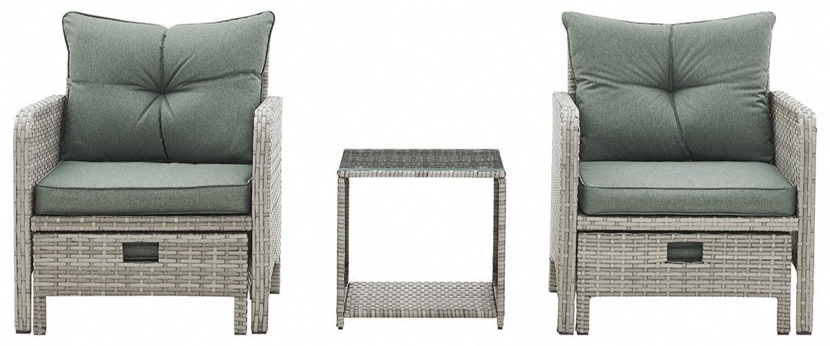 Grenada Rattan Armchair Ottoman Footstool 5 Piece Set - TGC