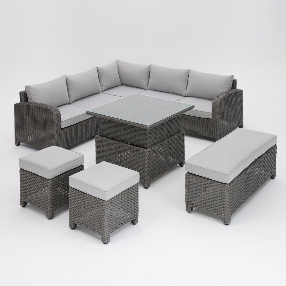 Hadley Dark Grey 5pc Rattan Set with Rising Table - TGC