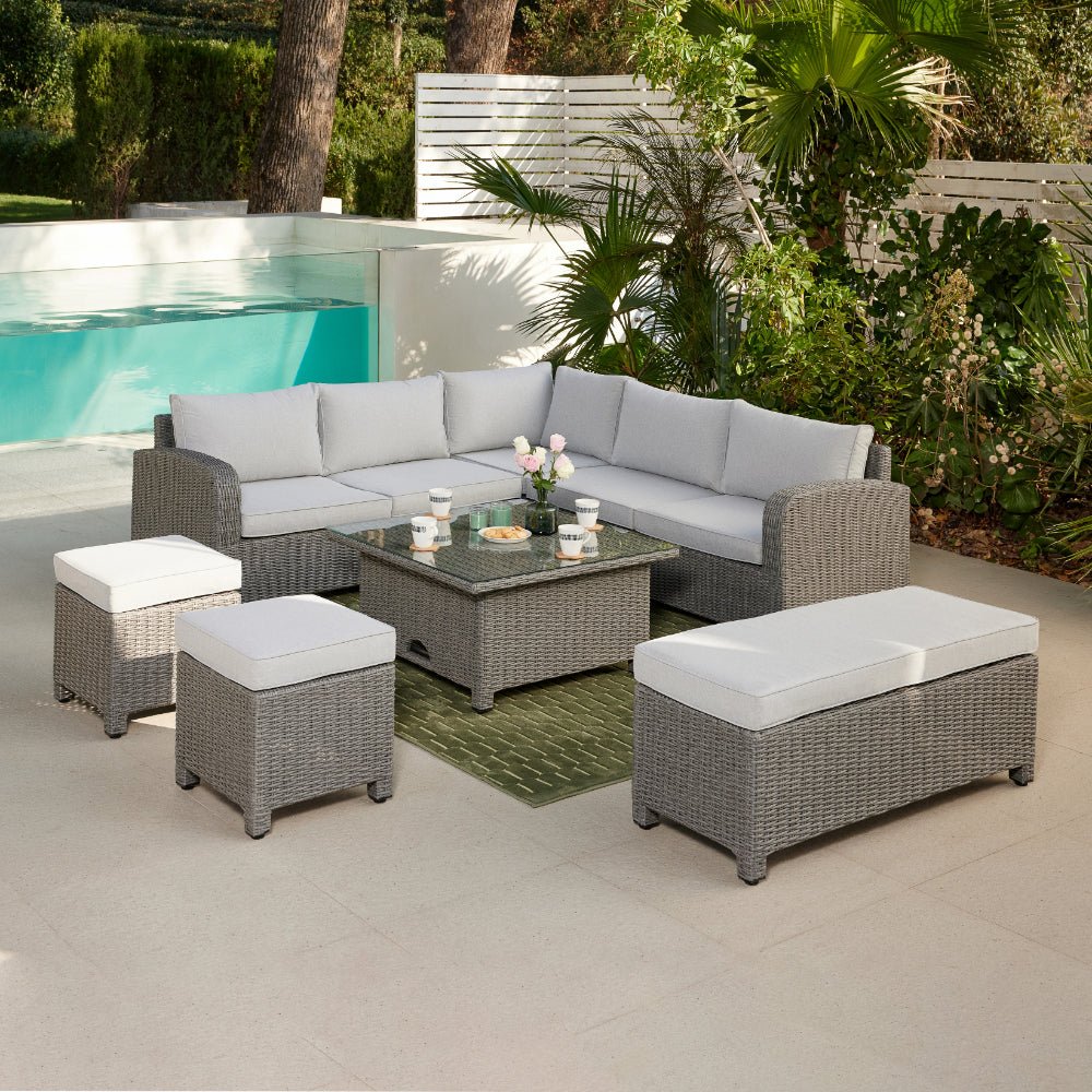 Hadley Dark Grey 5pc Rattan Set with Rising Table - TGC