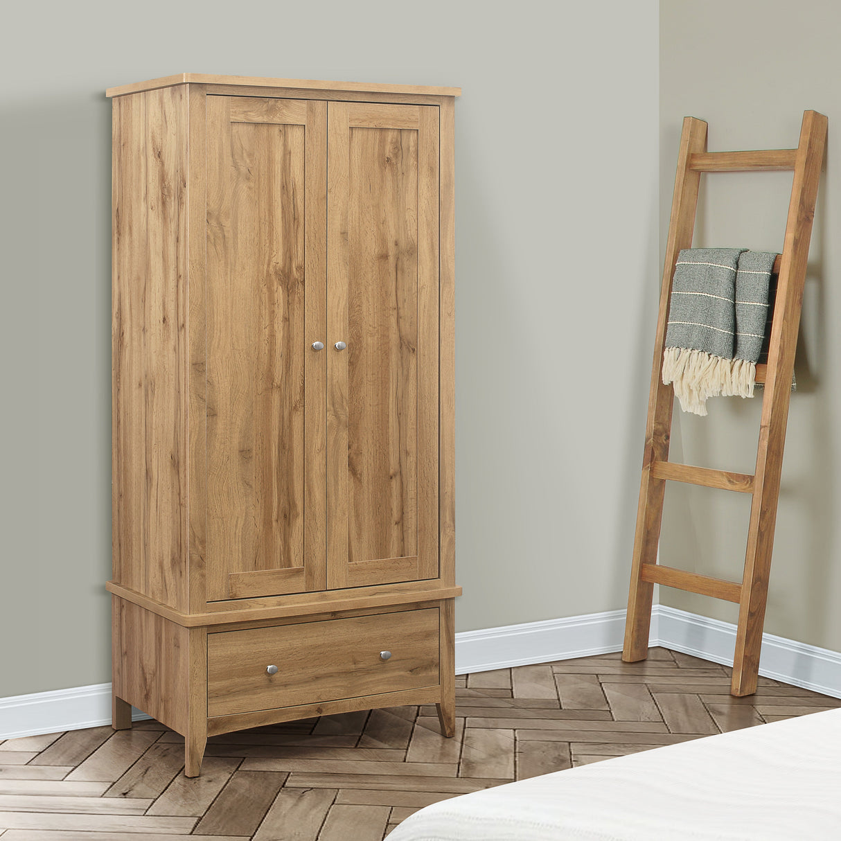 Hampstead 2 Door 1 Drawer Wardrobe - Birlea