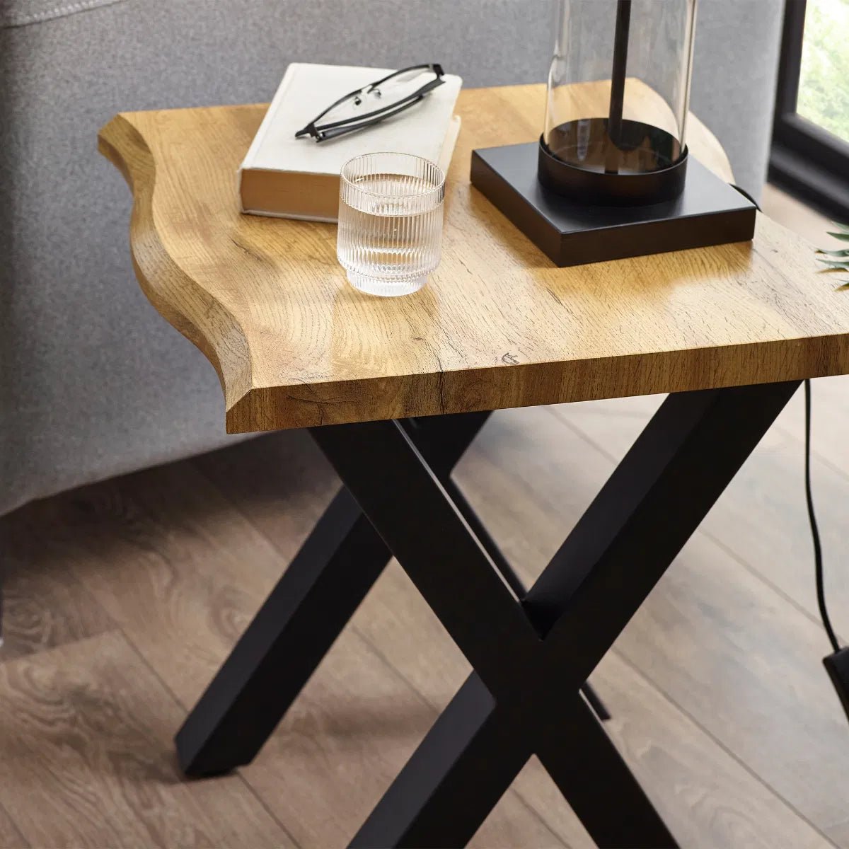 Harvey Wave Edge Lamp Table - Julian Bowen