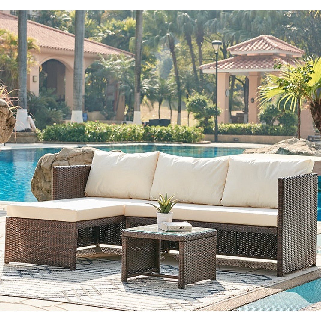 Havana Brown Corner Sofa Garden Set - TGC