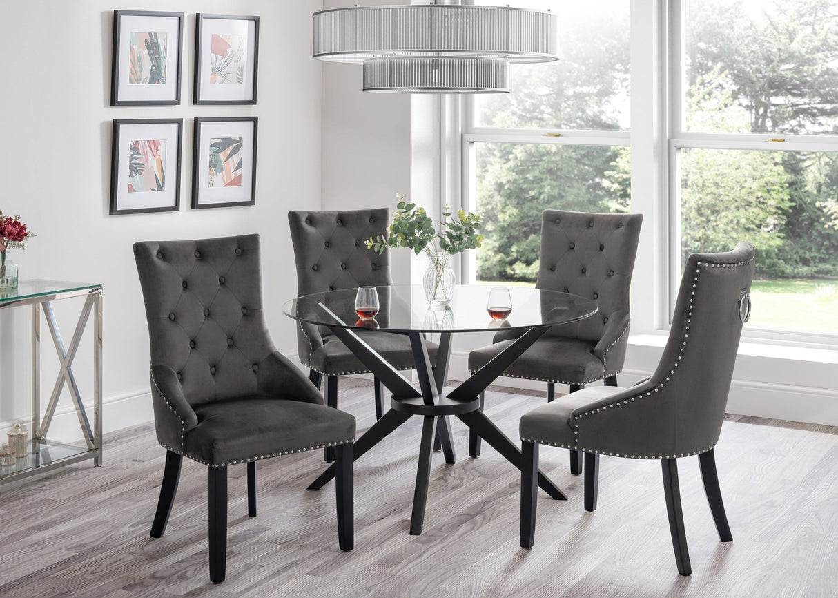 Hayden Dining Table & 4 Veneto Knockerback Chairs - Julian Bowen