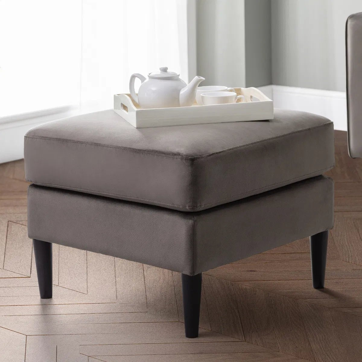 Hayward Velvet Ottoman Stool - Julian Bowen