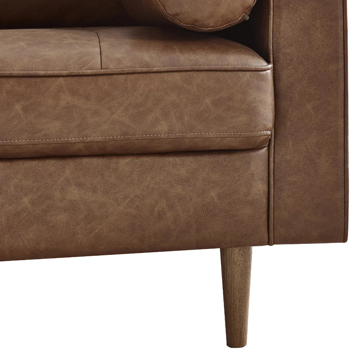 Henley Faux Leather 2 Seater Sofa with Bolsters - Julian Bowen