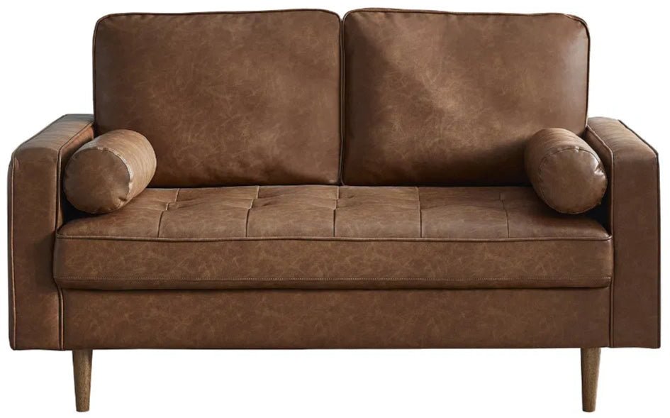 Henley Faux Leather 2 Seater Sofa with Bolsters - Julian Bowen