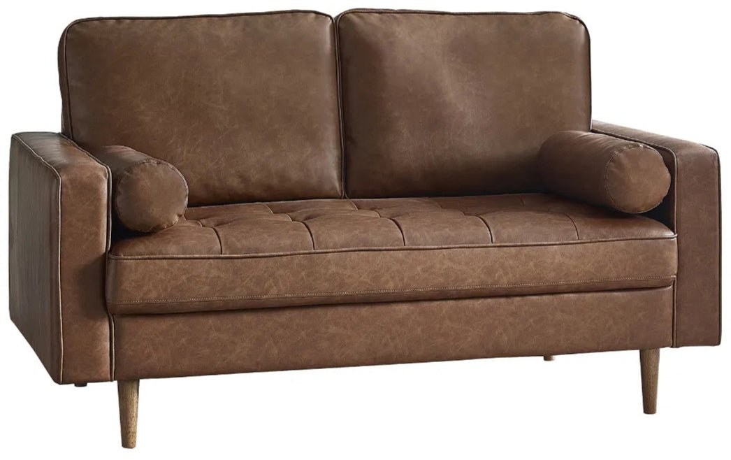 Henley Faux Leather 2 Seater Sofa with Bolsters - Julian Bowen