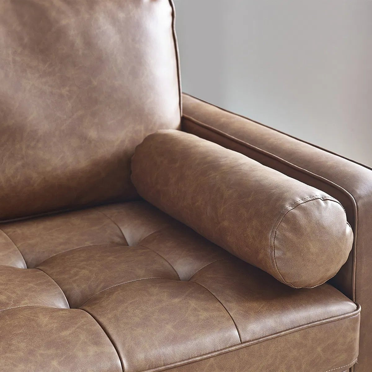 Henley Faux Leather 2 Seater Sofa with Bolsters - Julian Bowen