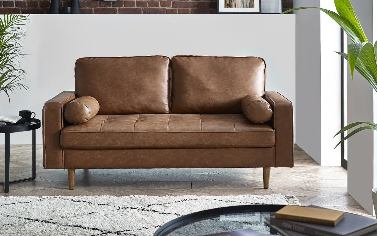 Henley Faux Leather 3 Seater Sofa with Bolsters - Julian Bowen