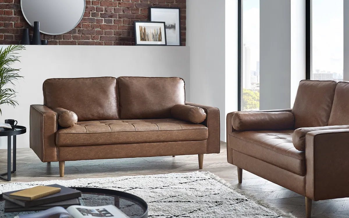 Henley Faux Leather 3 Seater Sofa with Bolsters - Julian Bowen