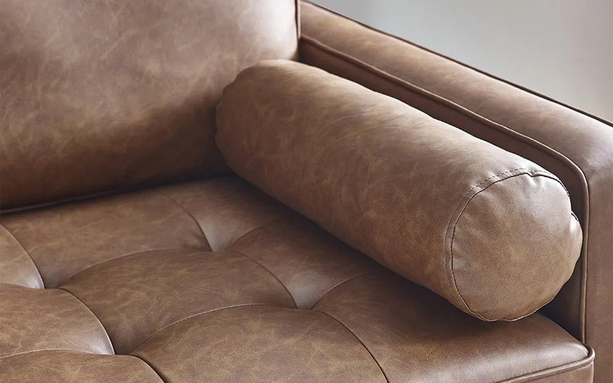 Henley Faux Leather 3 Seater Sofa with Bolsters - Julian Bowen