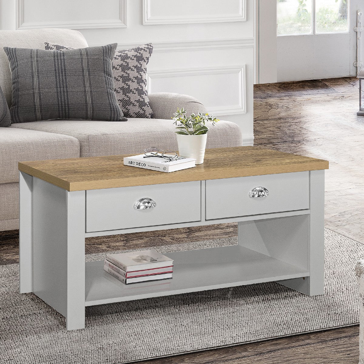 Highgate 2 Drawer Coffee Table - Birlea