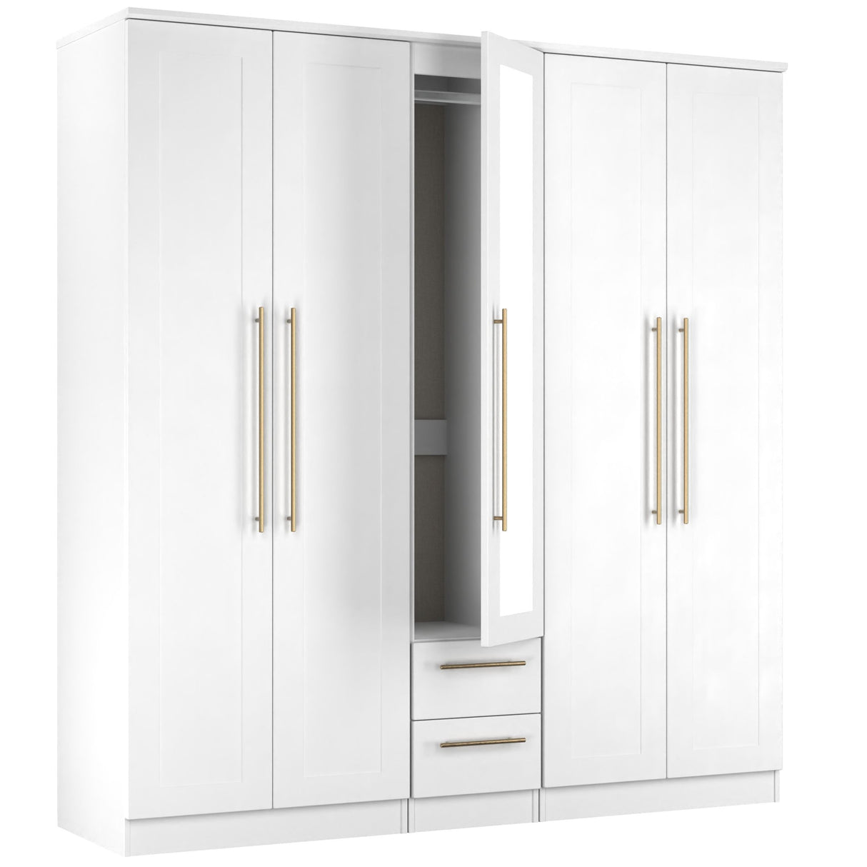 Haworth Tall 5 Door 2 Drawer Mirrored Wardrobe