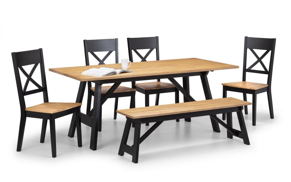 Hockley Dining Table, Bench and 4 Chairs - Julian Bowen