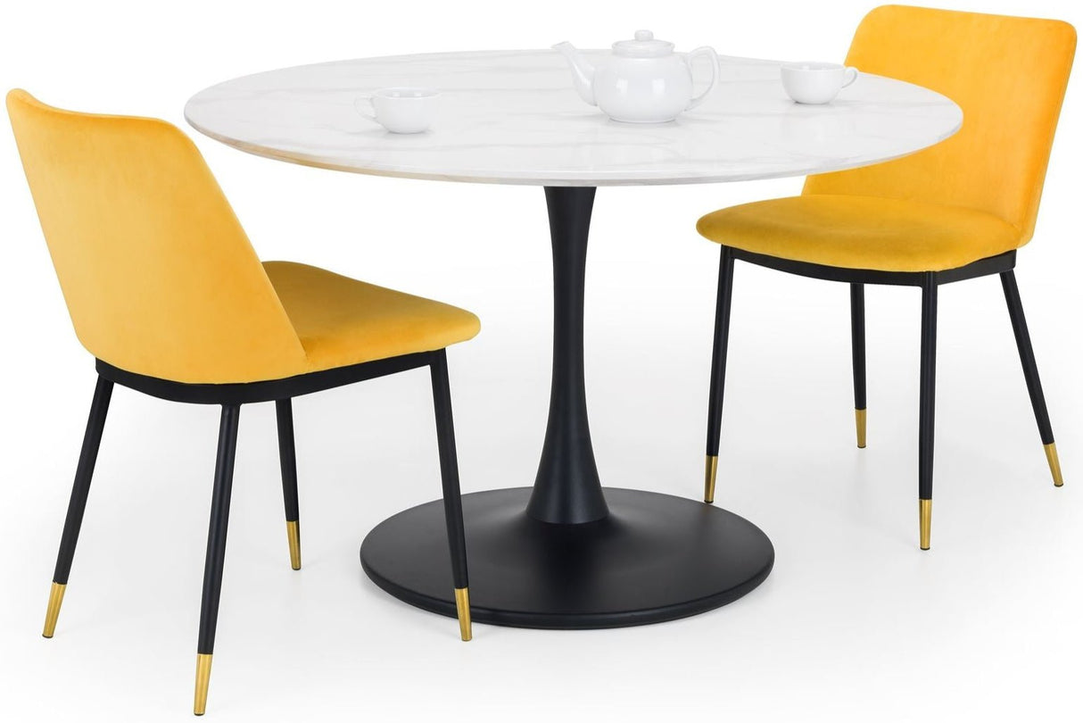 Holland Round Pedestal Table & 2 Delaunay Chairs - Julian Bowen