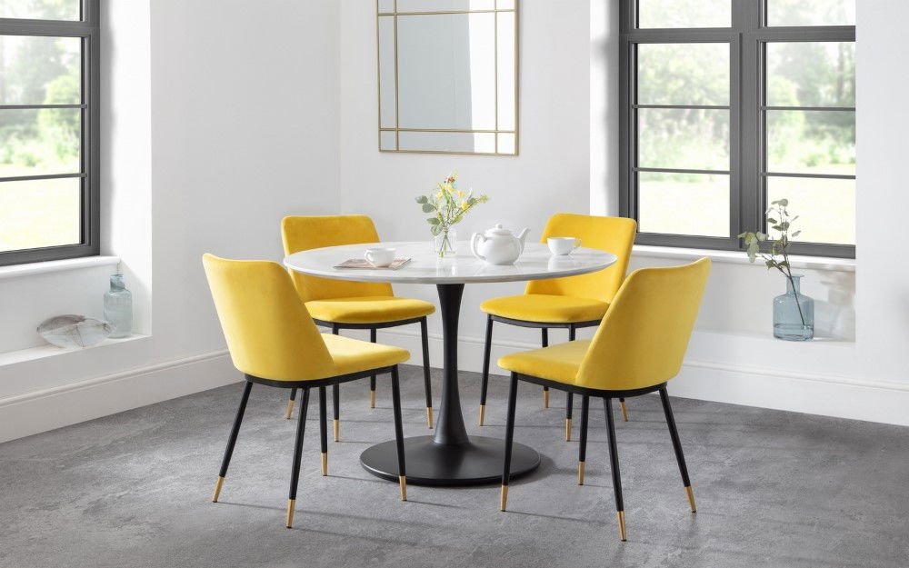 Holland Round Pedestal Table & 4 Delaunay Chairs - Julian Bowen